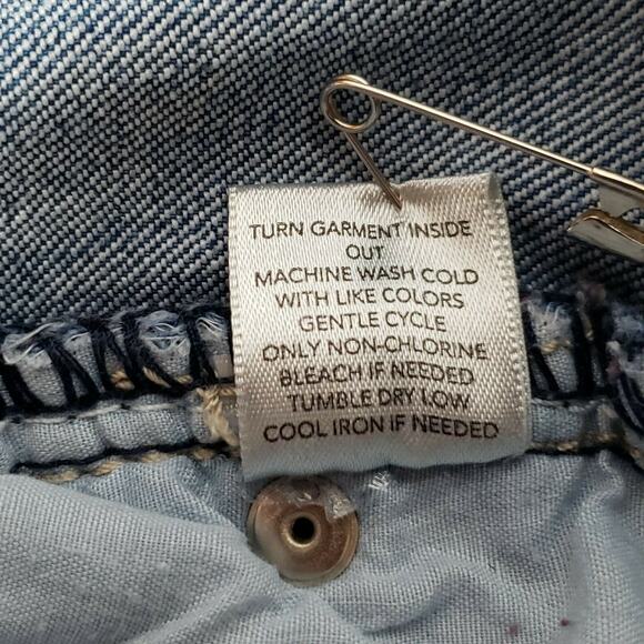 Christopher & Banks Sz 14 Distressed Stretch Jeans Blue Denim Embellished Pocket - Picture 10 of 11